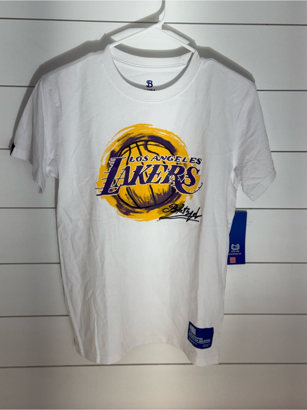 NBA Los Angeles Lakers White Tee with Purple and Gold Logo